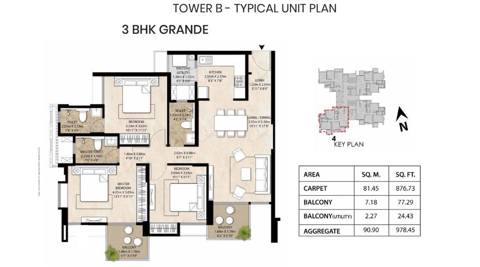 Mahindra-Nestalgia-Floor-Plan-Tower B-3 BHK-978 Sqft (2)